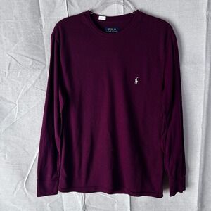 Polo Ralph Lauren Mens Waffle Knit Thermal Long Sleeve Shirt Burgundy Maroon L
